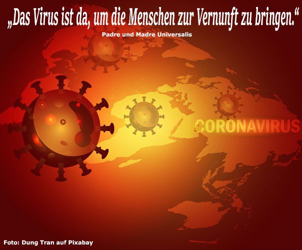 Das Virus vor einer Weltkarte